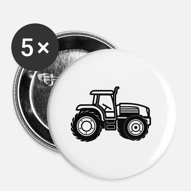 Traktor - Buttons groß 56 mm (5er Pack) - Weiß