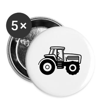 Traktor - Buttons groß 56 mm (5er Pack) - Weiß - Vorne