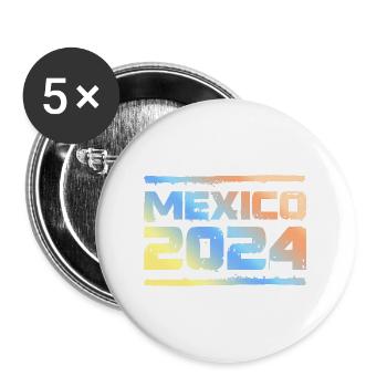 Mexiko 2024 Bunt - Buttons groß 56 mm (5er Pack) - Weiß - Vorne