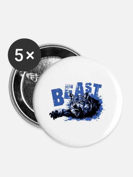wolf beast - Buttons groß 56 mm (5er Pack) - Weiß