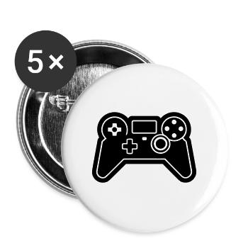 Jeux vidéo manette - Lot de 5 grands badges (56 mm) - blanc - Devant