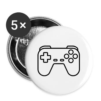 Jeux vidéo manette - Lot de 5 grands badges (56 mm) - blanc - Devant