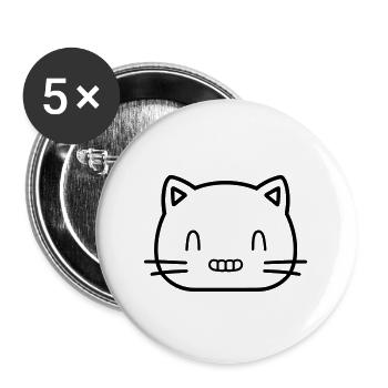 Katze - Buttons groß 56 mm (5er Pack) - Weiß - Vorne