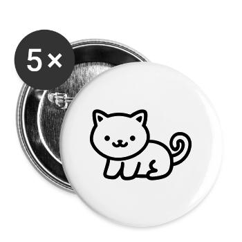 Katze - Buttons groß 56 mm (5er Pack) - Weiß - Vorne