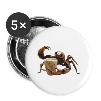 Skorpion Kaffee - Buttons groß 56 mm (5er Pack) - Weiß - Vorne