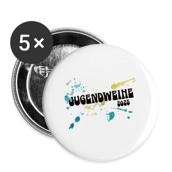 Jugendweihe 2025 Erwachsen Feier Ostdeutschland - Buttons groß 56 mm (5er Pack) - Weiß - Vorne