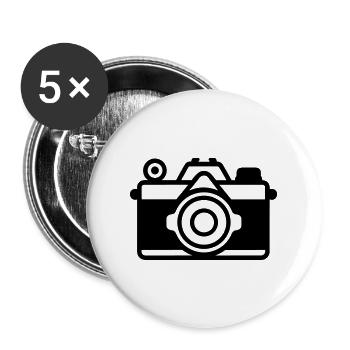 Appareil photo - Lot de 5 grands badges (56 mm) - blanc - Devant