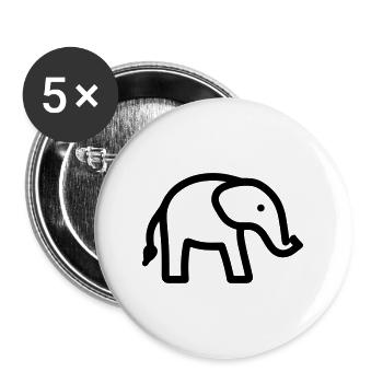 elephant - Lot de 5 grands badges (56 mm) - blanc - Devant
