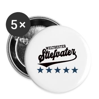 Weltbester Stiefvater Bester Bonus Papa Stiefpapa - Buttons groß 56 mm (5er Pack) - Weiß - Vorne