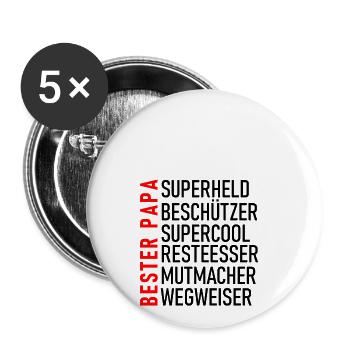 Meilleur papa - Lot de 5 grands badges (56 mm) - blanc - Devant