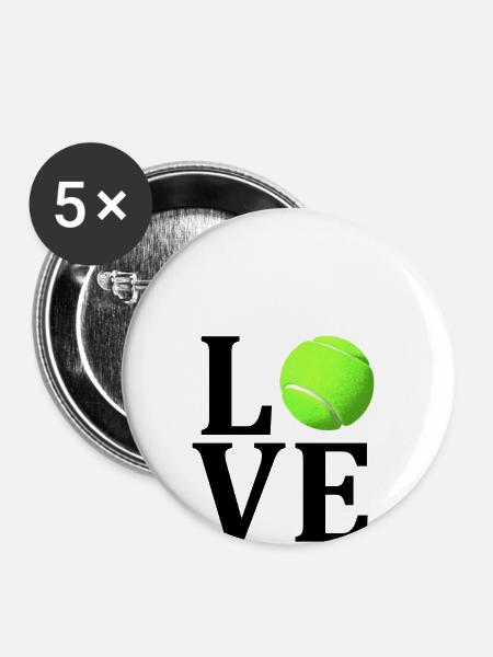 Love Tennis - Buttons groß 56 mm (5er Pack) - Weiß
