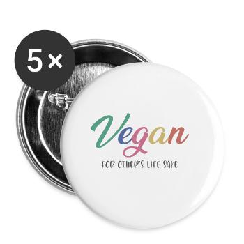 Vegan - Buttons groß 56 mm (5er Pack) - Weiß - Vorne