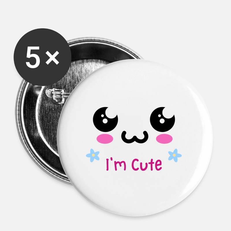 Cute Design - Buttons groß 56 mm (5er Pack) - Weiß