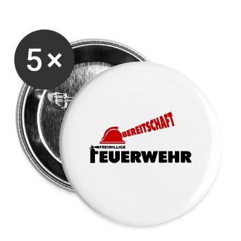 Freiwillige Feuerwehr Bereitschaft Helm - Buttons groß 56 mm (5er Pack) - Weiß - Vorne
