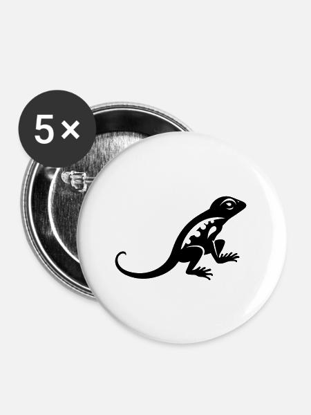Eidechse - Buttons groß 56 mm (5er Pack) - Weiß