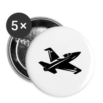 Kampfjet - Buttons groß 56 mm (5er Pack) - Weiß - Vorne