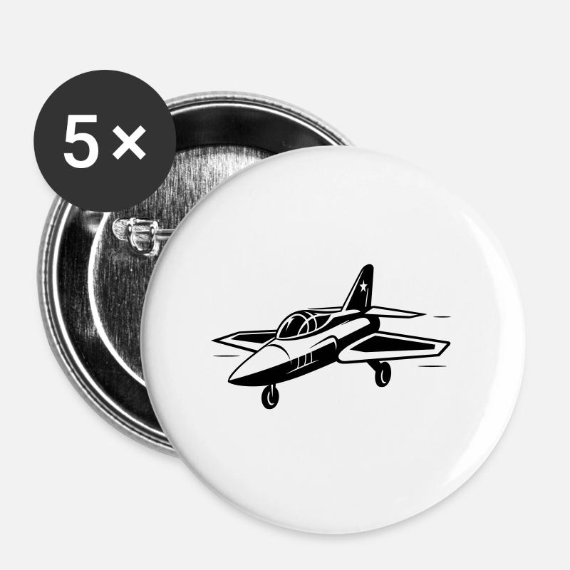 Fighter jet - Buttons large 2.2''/56 mm (5-pack) - white