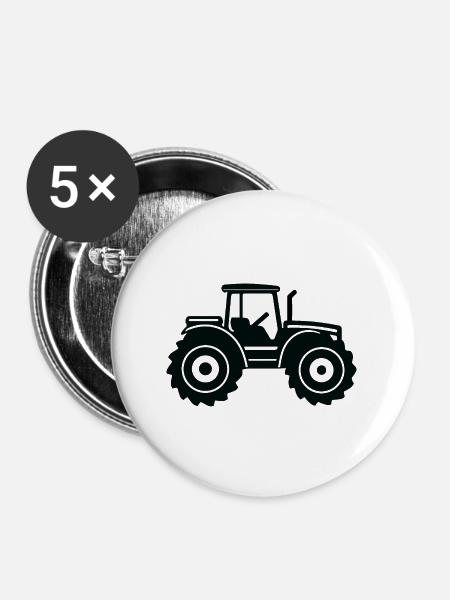 Traktor - Buttons groß 56 mm (5er Pack) - Weiß