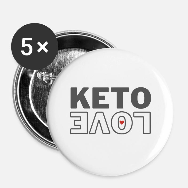 KETO LOVE - Buttons groß 56 mm (5er Pack) - Weiß