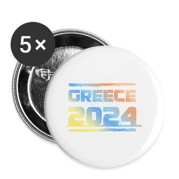 Greece 2024 Bunt - Buttons groß 56 mm (5er Pack) - Weiß - Vorne