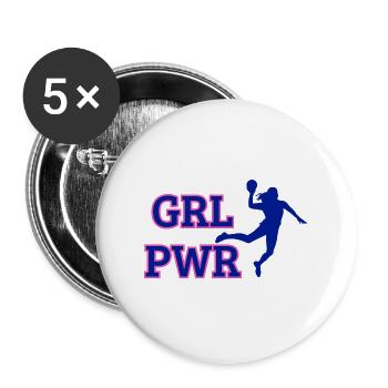 Girl Power Handball - Lot de 5 grands badges (56 mm) - blanc - Devant