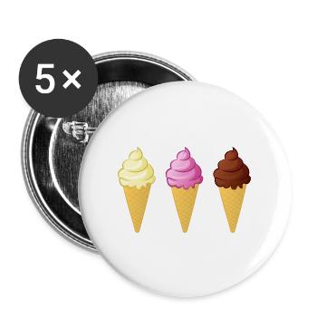 Eis Waffel Kostüme Eiscreme Eiskugel Waffeleis - Buttons groß 56 mm (5er Pack) - Weiß - Vorne