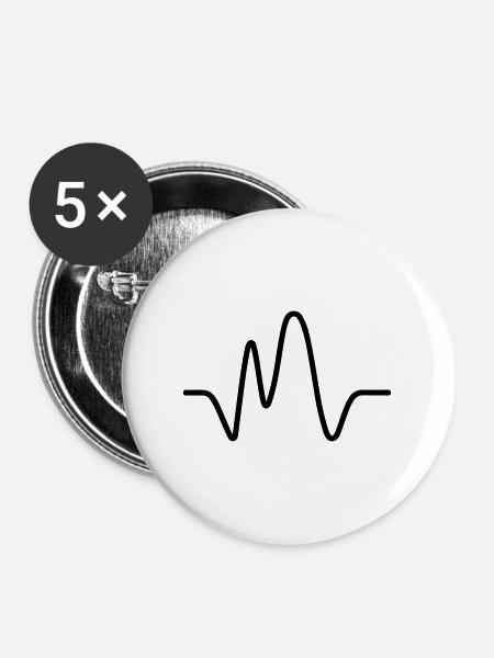 Herzschlag - Buttons groß 56 mm (5er Pack) - Weiß