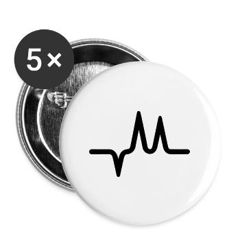 Puls, Herzschlag - Buttons groß 56 mm (5er Pack) - Weiß - Vorne