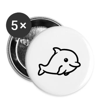 Delfin - Buttons groß 56 mm (5er Pack) - Weiß - Vorne