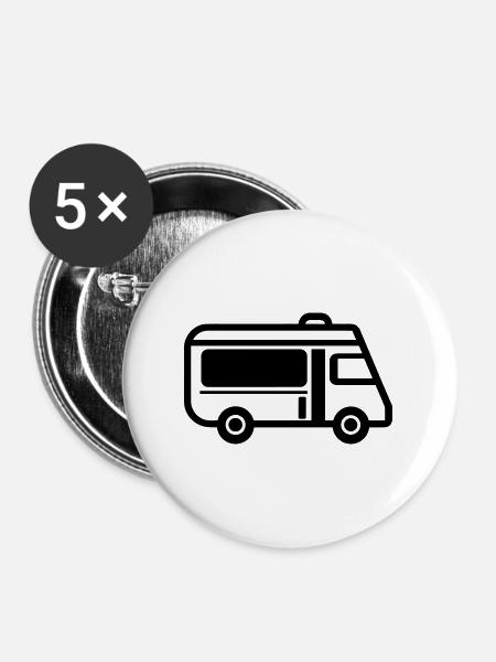Wohnmobil - Buttons groß 56 mm (5er Pack) - Weiß