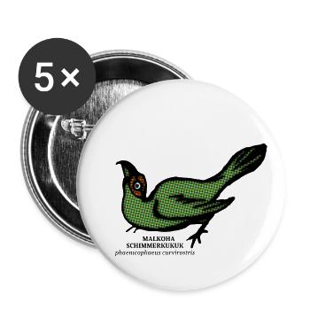 Malkoha cuckoo curvirostris rainforest retro bird - Buttons large 2.2''/56 mm (5-pack) - white - Front