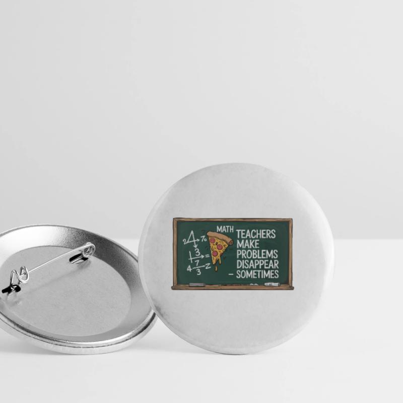 Funny Math Teacher Design Pizza & Problem Solving Buttons large 2.2''/56 mm (5-pack)