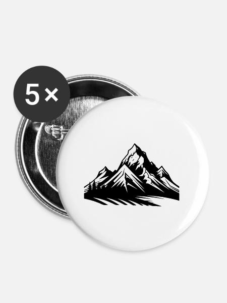 Berge Natur - Buttons groß 56 mm (5er Pack) - Weiß