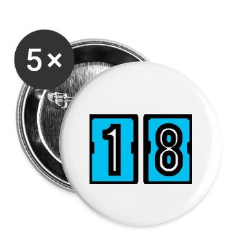 18 YEARS. 18th ANNIVERSARY. BIRTHDAY 18 YEARS. 18 - Buttons large 2.2''/56 mm (5-pack) - white - Front