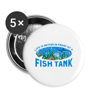 Aquarist Fish Keeper Hobby Aquarium Fish Keeper - Buttons large 2.2''/56 mm (5-pack) - white - Front