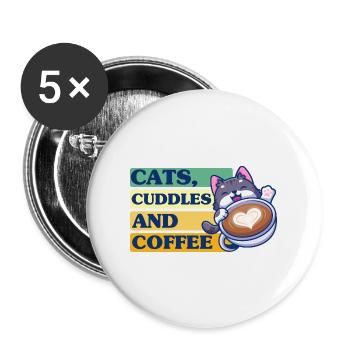 Cat Cat Mama Cat Lover Gift - Buttons large 2.2''/56 mm (5-pack) - white - Front