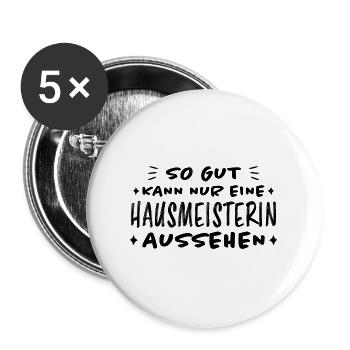 Hausmeisterin Lustig Spruch Hausverwalter Geschenk - Buttons groß 56 mm (5er Pack) - Weiß - Vorne