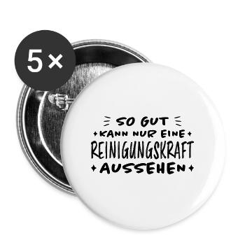 Reinigungskraft Spruch Haushalt Putzfrau Geschenk - Buttons groß 56 mm (5er Pack) - Weiß - Vorne