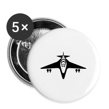 Avion de chasse - Lot de 5 grands badges (56 mm) - blanc - Devant