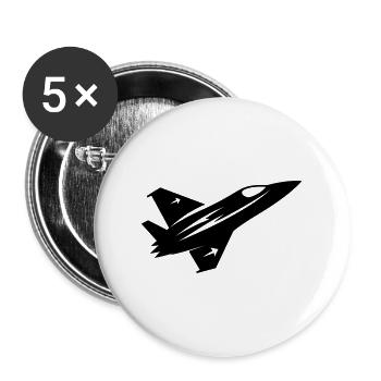 Avion de chasse - Lot de 5 grands badges (56 mm) - blanc - Devant