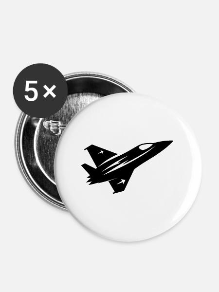 Kampfjet - Buttons groß 56 mm (5er Pack) - Weiß