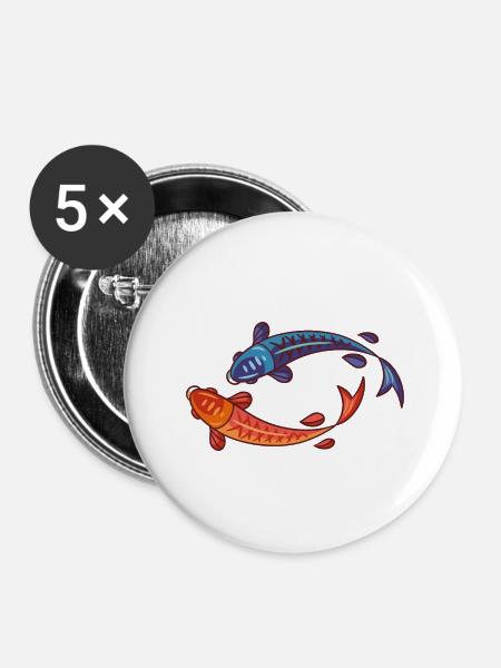 Meerestiere - Buttons groß 56 mm (5er Pack) - Weiß