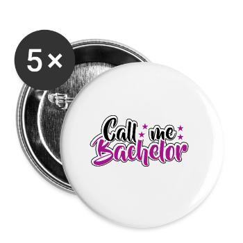 Bachelor bestanden Abschluss Promotion Sponsion - Buttons groß 56 mm (5er Pack) - Weiß - Vorne