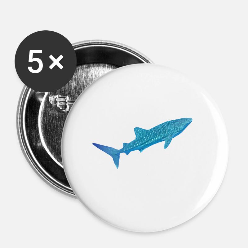 Walhai - Buttons groß 56 mm (5er Pack) - Weiß