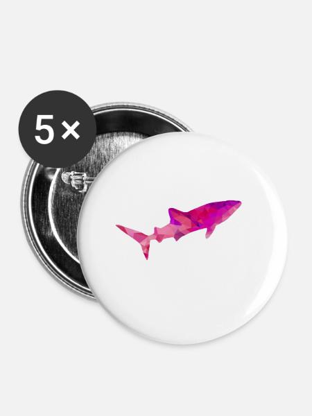 Walhai lila rot - Buttons groß 56 mm (5er Pack) - Weiß