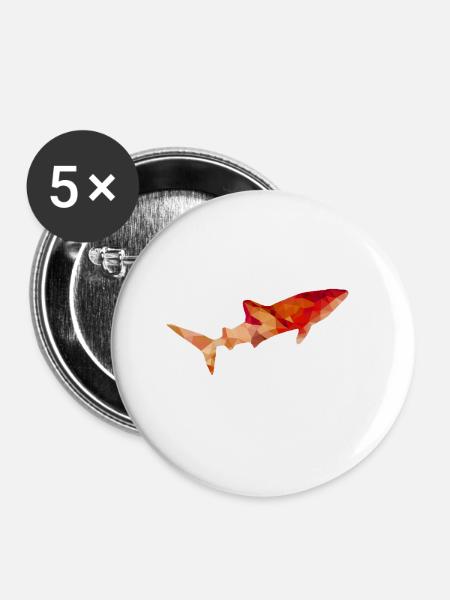 Walhai rot gold - Buttons groß 56 mm (5er Pack) - Weiß
