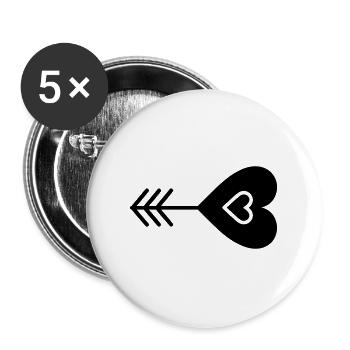 Heart Arrow - Buttons large 2.2''/56 mm (5-pack) - white - Front
