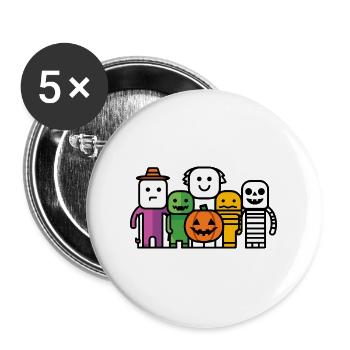 Halloween Party Comic - Buttons groß 56 mm (5er Pack) - Weiß - Vorne