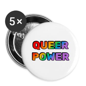 Queere Macht - Buttons groß 56 mm (5er Pack) - Weiß - Vorne