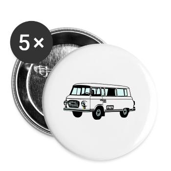 Barkas , Ostalgie , DDR Kult , Youngtimer (25) - Buttons groß 56 mm (5er Pack) - Weiß - Vorne
